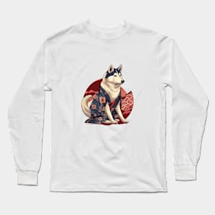 Samurai Husky Dog Long Sleeve T-Shirt